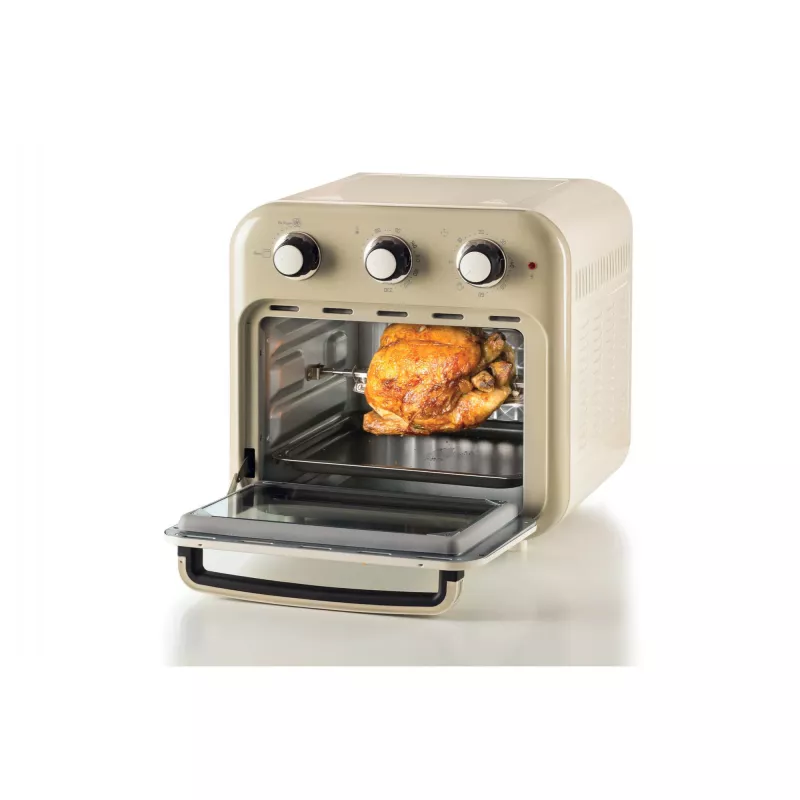 Fritadeira de ar quente e forno Ariete 4632 Vintage, 1400W, 2em1, capacidade 16L, acessórios incluídos, temporizador 60 minutos, vidro duplo, Bege
