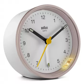 Despertador de quartzo Braun BC12 rosa, branco