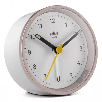 Despertador de quartzo Braun BC12 rosa, branco