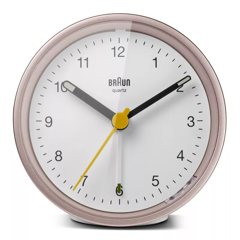 Despertador de quartzo Braun BC12 rosa, branco