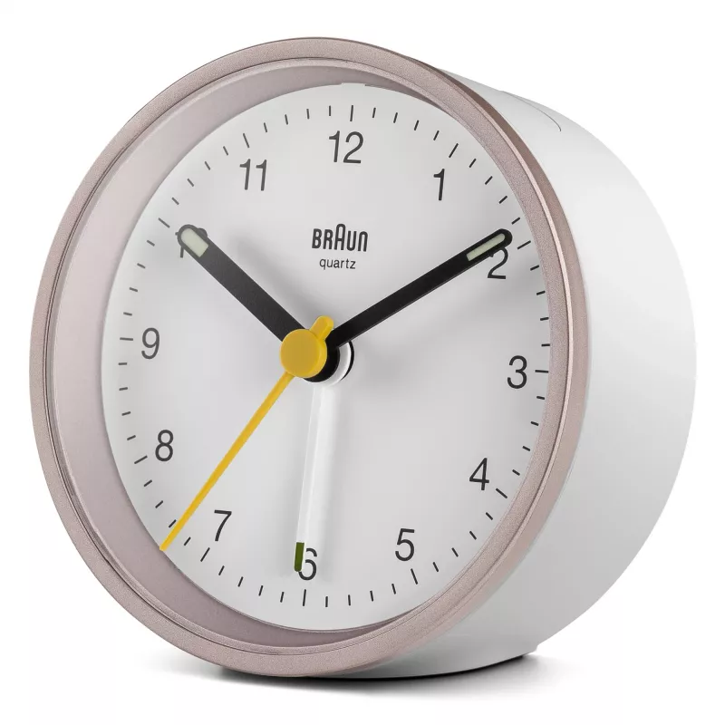 Despertador de quartzo Braun BC12 rosa, branco