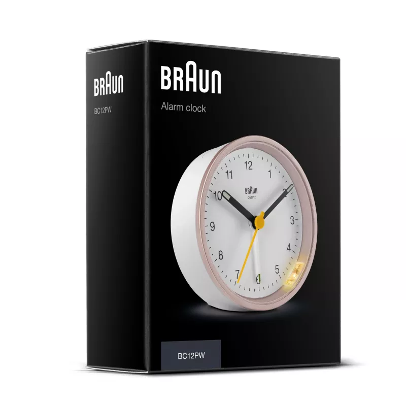 Despertador de quartzo Braun BC12 rosa, branco