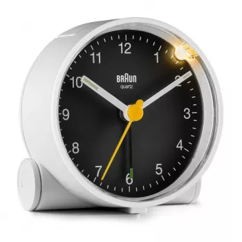 Despertador de quartzo Braun BC01WB preto, branco
