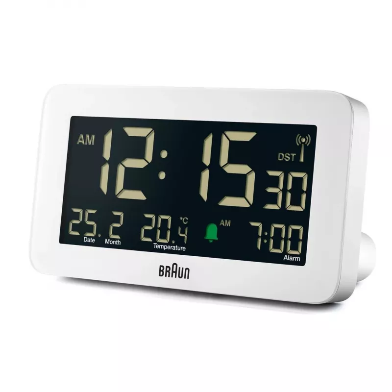 Despertador digital Braun BC10 branco LCD retroiluminação