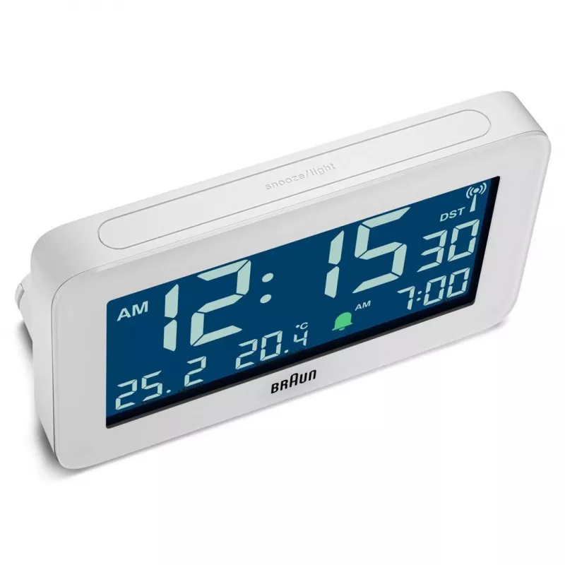 Despertador digital Braun BC10 branco LCD retroiluminação