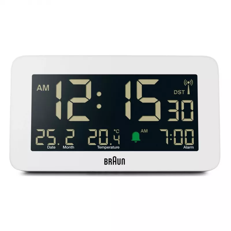 Despertador digital Braun BC10 branco LCD retroiluminação