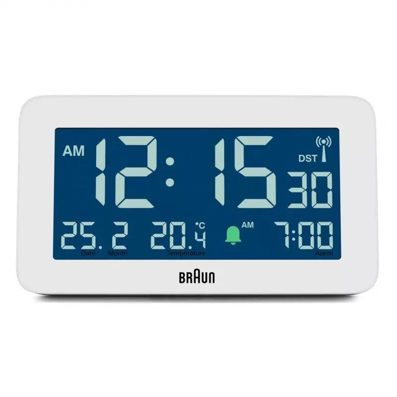 Despertador digital Braun BC10 branco LCD retroiluminação