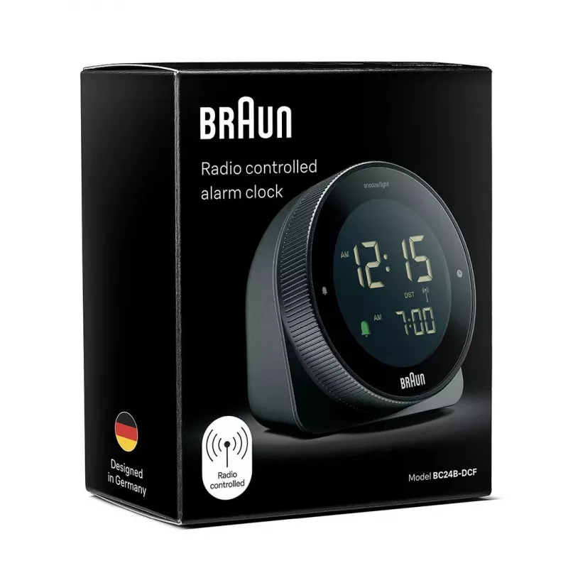Despertador radiocontrolado BRAUN BC 24 B DCF preto – despertador radiocontrolado com ecrã digital