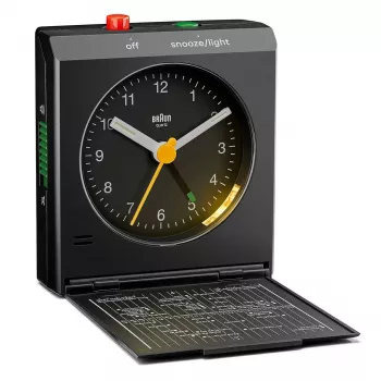 Despertador BRAUN BC 05 B quartzo dobrável preto — despertador de viagem compacto