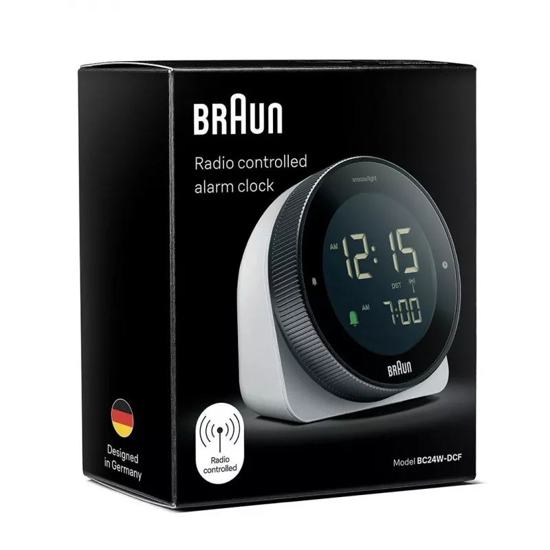 Relógio de parede/mesa Braun BC24W-DCF despertador radiocontrolado retangular preto, branco