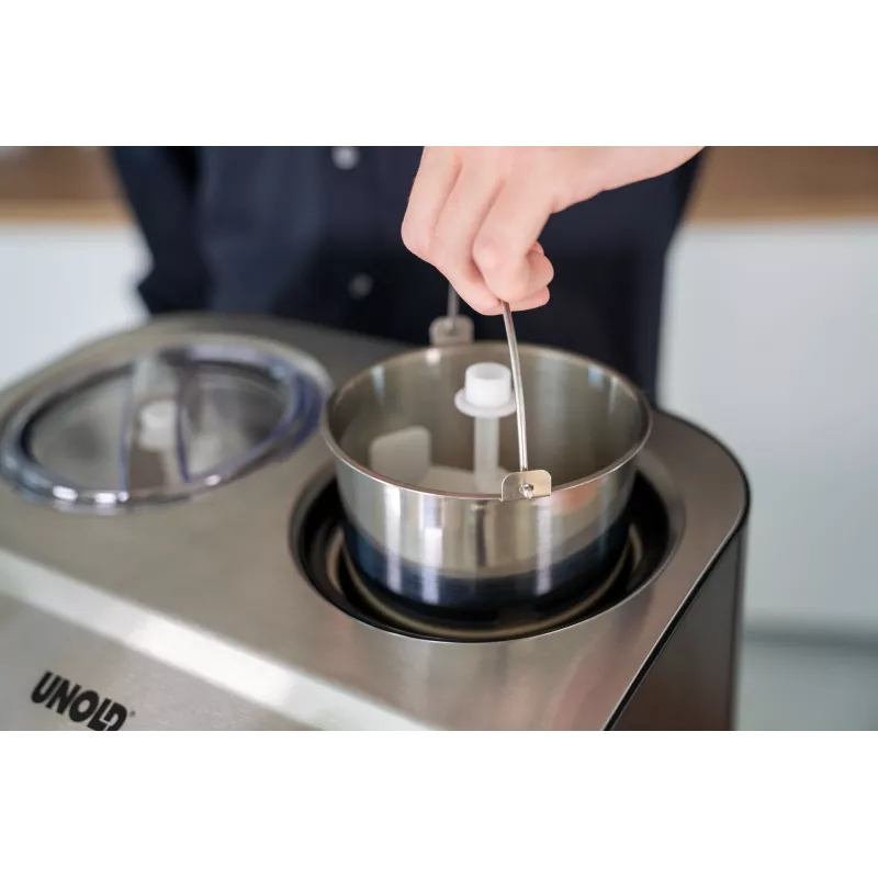 Máquina de gelados com compressor Unold Doppio 2,4 l 250 W preto, aço acetinado