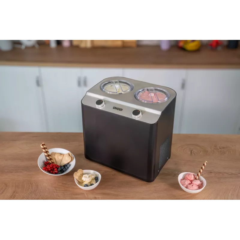 Máquina de gelados com compressor Unold Doppio 2,4 l 250 W preto, aço acetinado