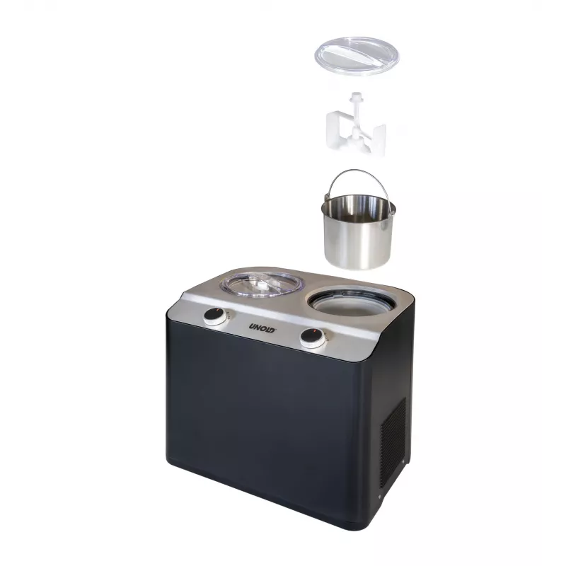 Máquina de gelados com compressor Unold Doppio 2,4 l 250 W preto, aço acetinado