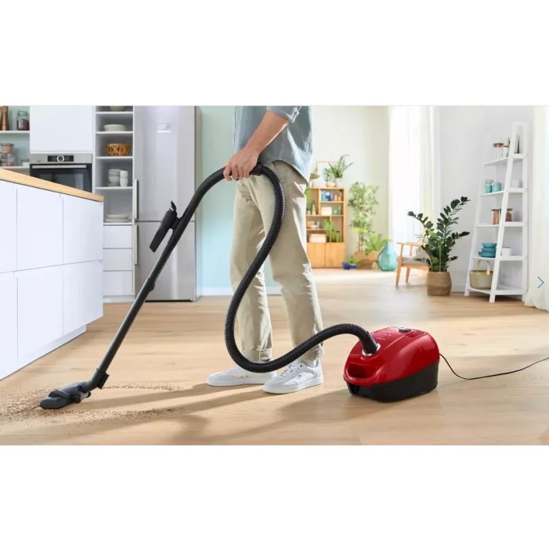 Aspirador de pó Bosch Serie 4 BGD38RD1H, 600 W, 4 L com saco, limpeza a seco, vermelho