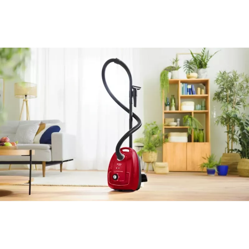Aspirador de pó Bosch Serie 4 BGD38RD1H, 600 W, 4 L com saco, limpeza a seco, vermelho