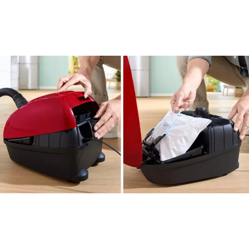 Aspirador de pó Bosch Serie 4 BGD38RD1H, 600 W, 4 L com saco, limpeza a seco, vermelho