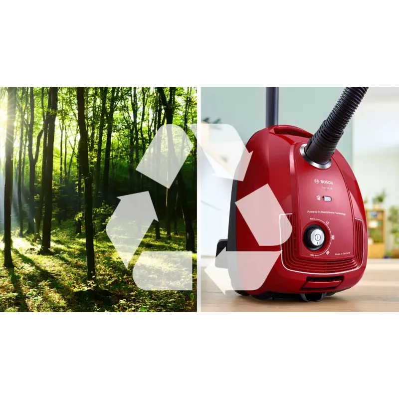 Aspirador de pó Bosch Serie 4 BGD38RD1H, 600 W, 4 L com saco, limpeza a seco, vermelho