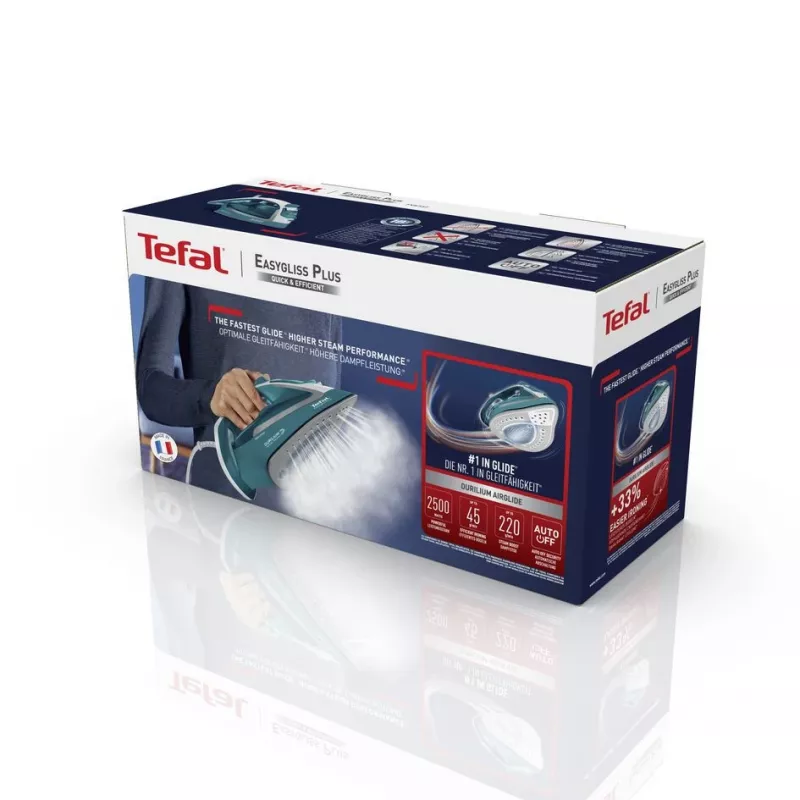 Ferro a seco e a vapor Tefal EasyGliss Plus FV5737 base de engomar Durilium 2500 W turquesa, branco