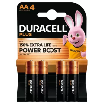 Pilhas descartáveis Duracell Plus AA alcalinas, 1,5 V, 4 unid., 50 mm