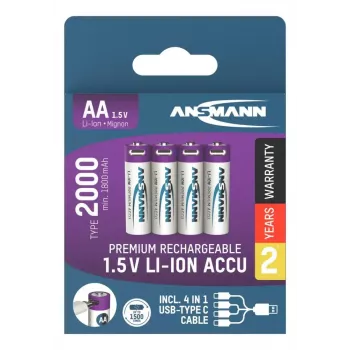 Pilha recarregável Ansmann 1312-0036 AA iões de lítio