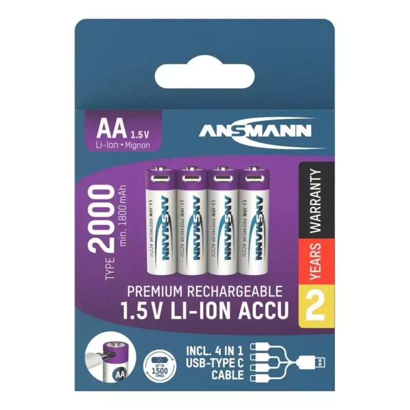 Pilha recarregável Ansmann 1312-0036 AA iões de lítio