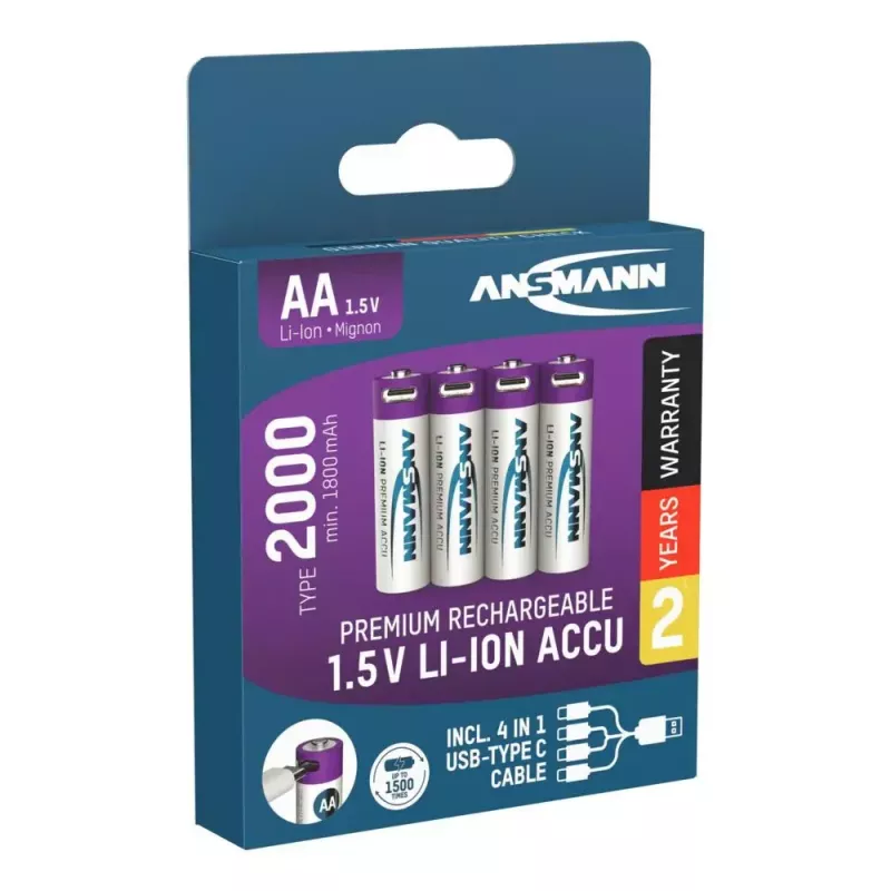 Pilha recarregável Ansmann 1312-0036 AA iões de lítio