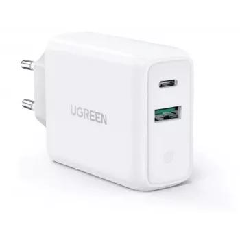 Ugreen 60468 carregador para dispositivos móveis tablet, telefone, Universal branco AC carregamento rápido interior