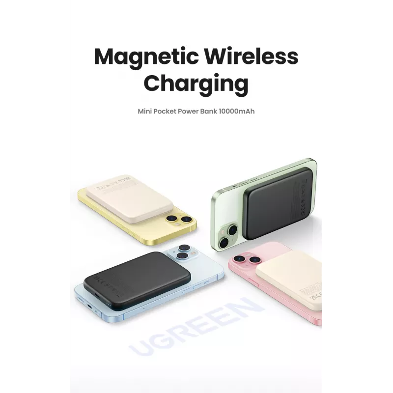 Powerbank Ugreen 25208 10000 mAh carregamento sem fios bege