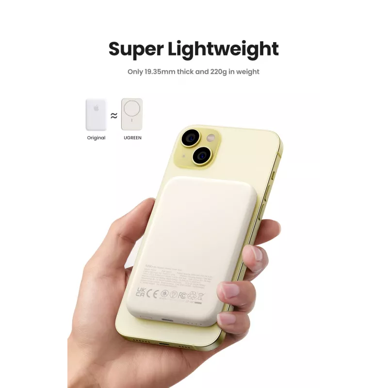Powerbank Ugreen 25208 10000 mAh carregamento sem fios bege
