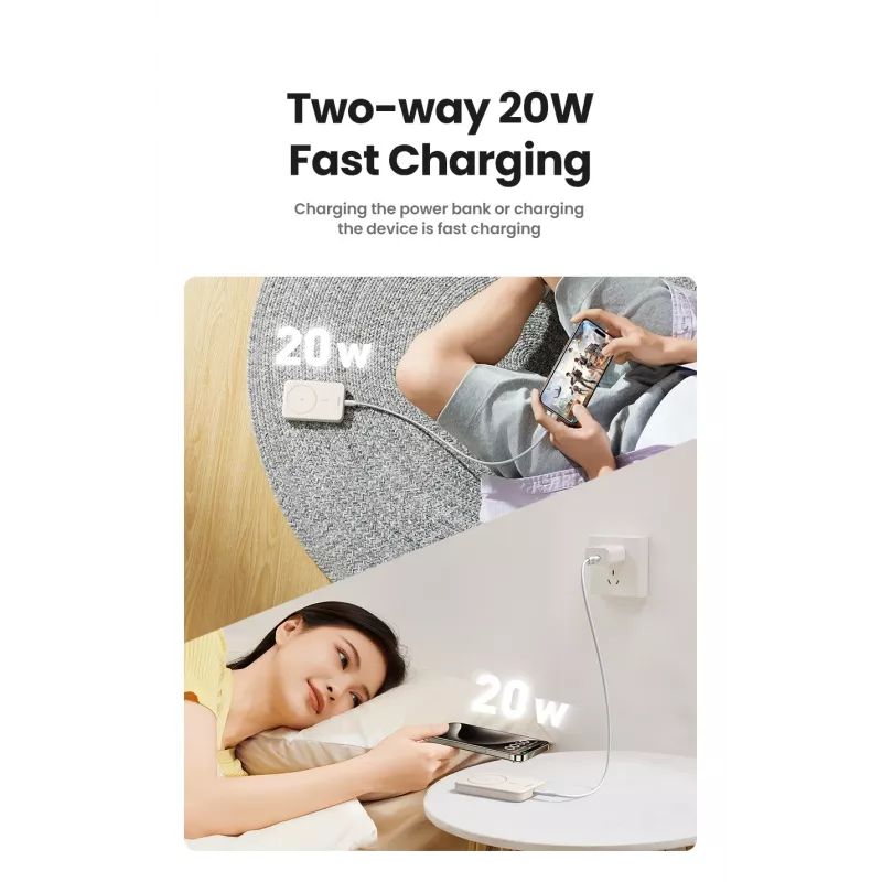 Powerbank Ugreen 25208 10000 mAh carregamento sem fios bege