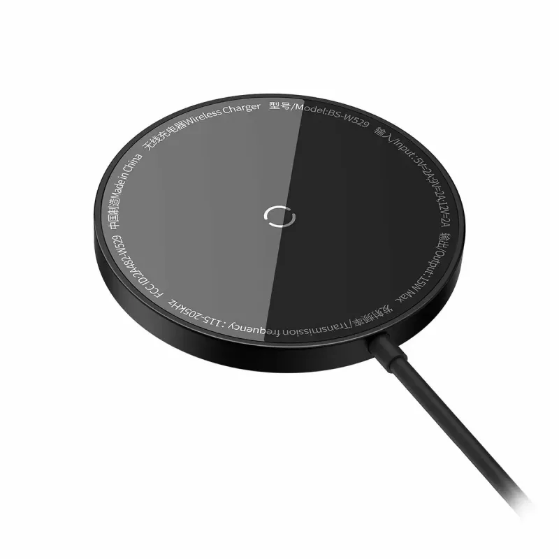Carregador Baseus CCJJ040001 sem fios interior USB preto para smartphones