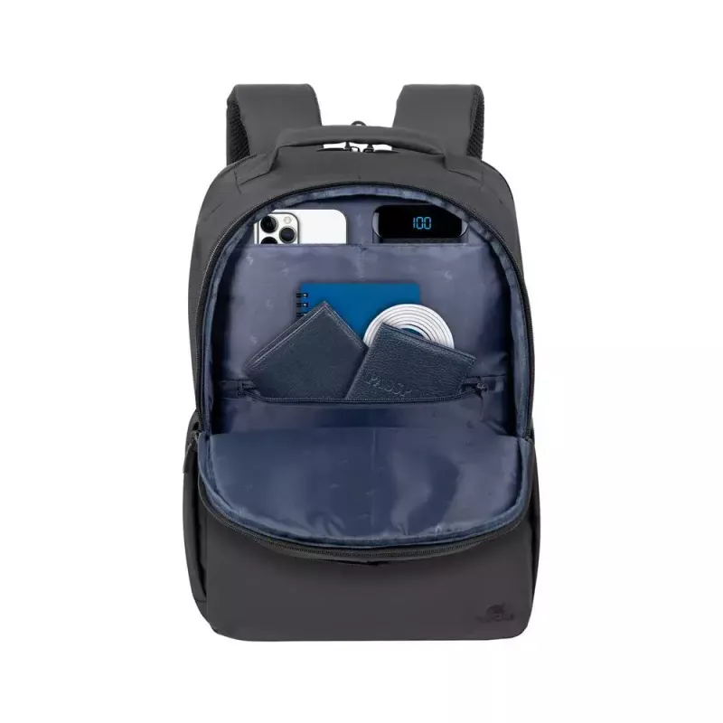 Mochila de lazer Rivacase Tegel preta poliéster estilo urbano
