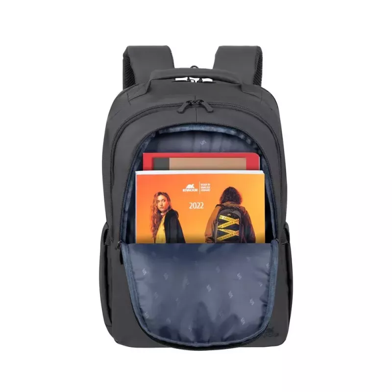 Mochila de lazer Rivacase Tegel preta poliéster estilo urbano