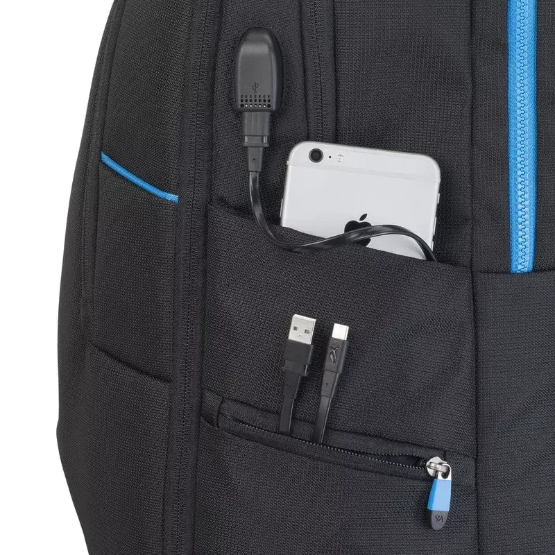 Mochila Rivacase 7860 para portáteis até 43,9 cm (17,3 polegadas), poliéster, preto/azul