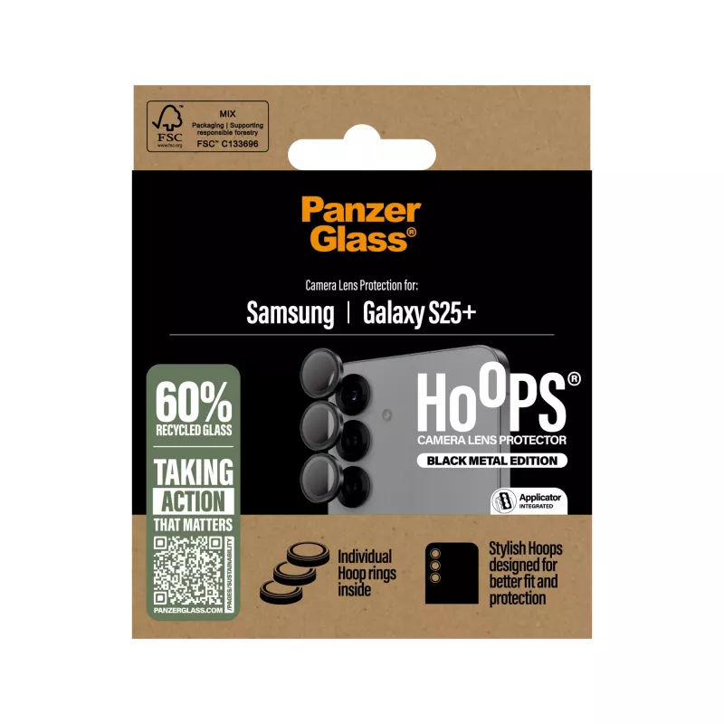 Proteção de objetiva de câmara PanzerGlass ® Hoops® preta Samsung Galaxy S25+