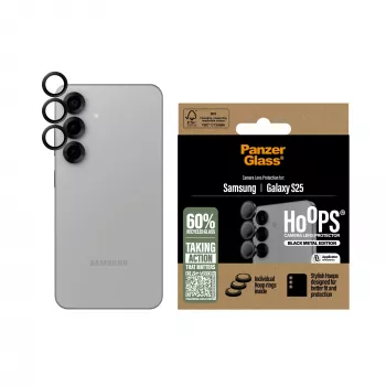 Proteção de lente de câmara PanzerGlass ® Hoops® preta Samsung Galaxy S25