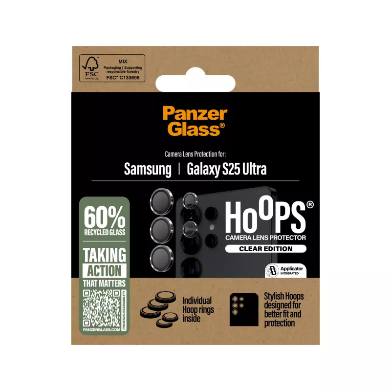 Proteção de lente de câmara PanzerGlass ® Hoops® transparente Samsung Galaxy S25 Ultra