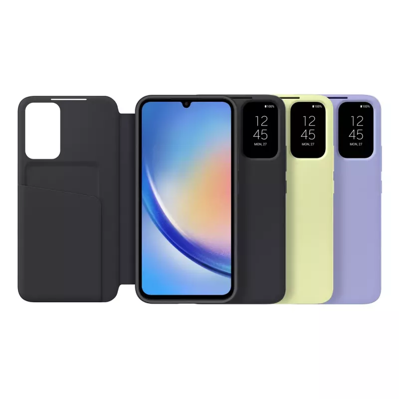Samsung EF-ZA346CBEGWW Smart View Wallet Case capa com tampa para Galaxy A34 5G, preta