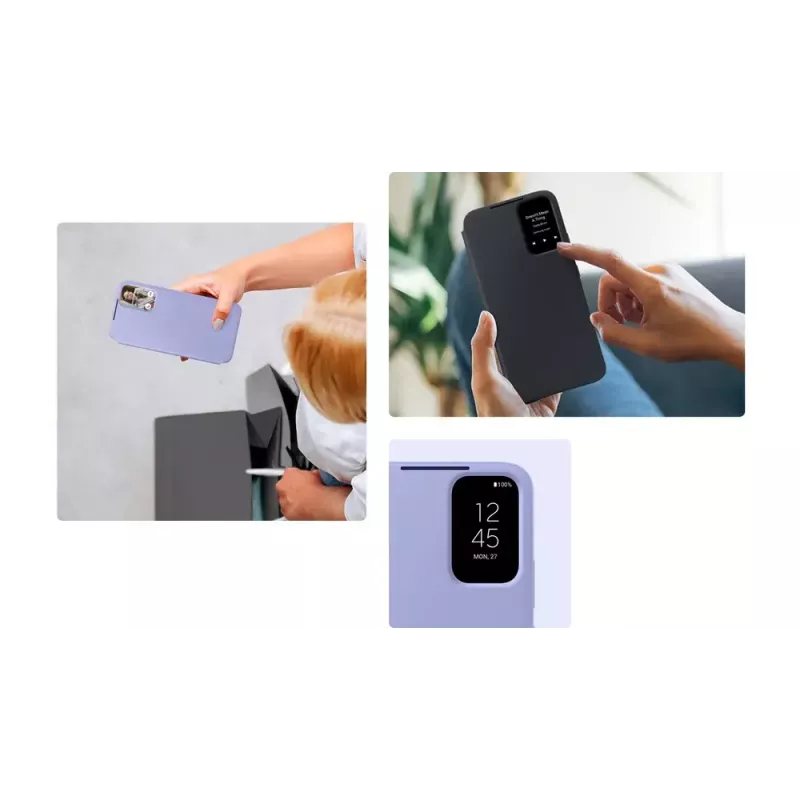 Samsung EF-ZA346CBEGWW Smart View Wallet Case capa com tampa para Galaxy A34 5G, preta