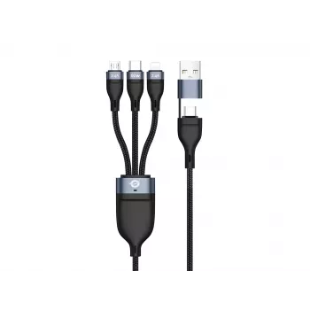 Conceptronic ETTA05B15 Cabo de carregamento USB 3-em-1 PD 3.0 60W 1,5 m, 20V 3A, 480Mbps