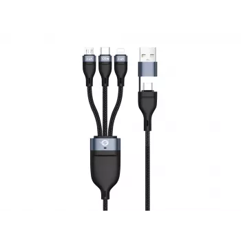 Conceptronic ETTA06B15 Cabo de carregamento rápido USB 3-em-1 PD 3.0 100W 1,5 m, 20V 5A, 480 Mbit/s, E-Mark