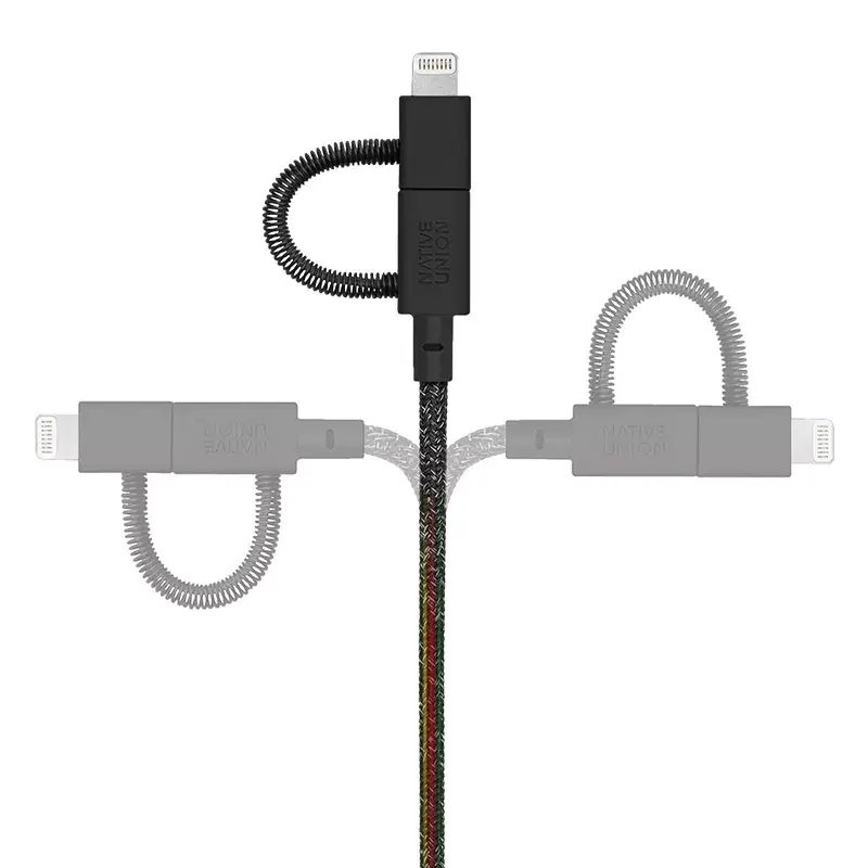 Cabo USB Native Union BELT-ULC-CS-BLK-NP 2m USB-A para USB-C/Micro-USB-A/Lightning Preto