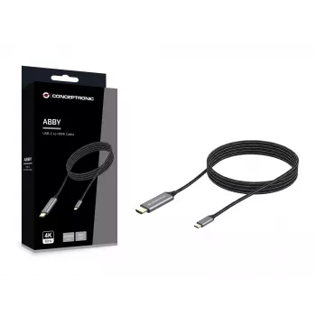 Cabo Conceptronic USB-C para HDMI, ficha macho para ficha macho, 4K 60 Hz, 2 m, USB Type-C, HDMI, ficha macho, ficha macho, reto
