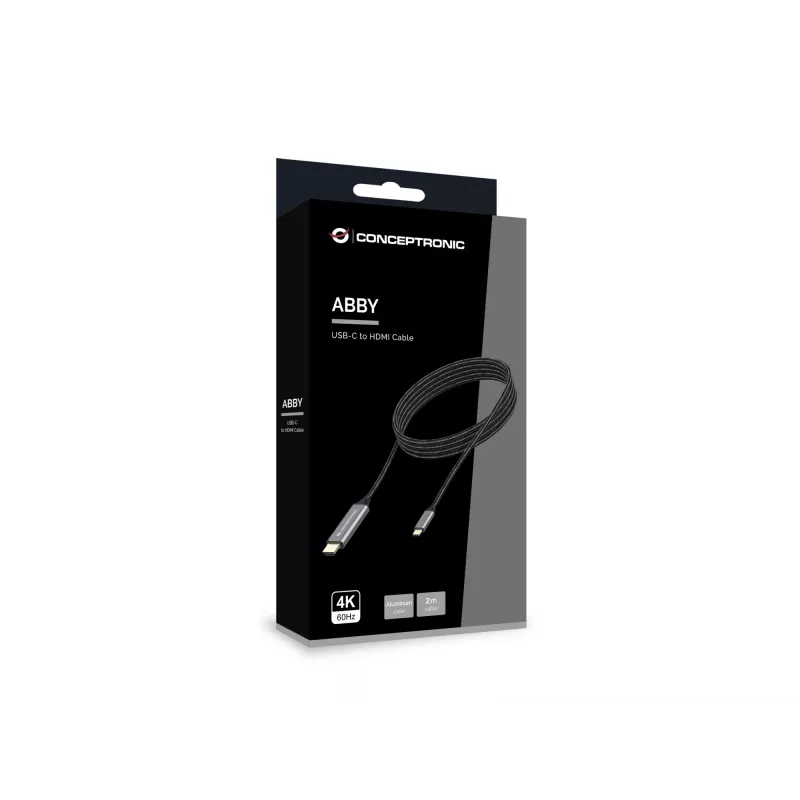Cabo Conceptronic USB-C para HDMI, ficha macho para ficha macho, 4K 60 Hz, 2 m, USB Type-C, HDMI, ficha macho, ficha macho, reto
