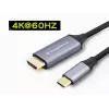 Cabo Conceptronic USB-C para HDMI, ficha macho para ficha macho, 4K 60 Hz, 2 m, USB Type-C, HDMI, ficha macho, ficha macho, reto