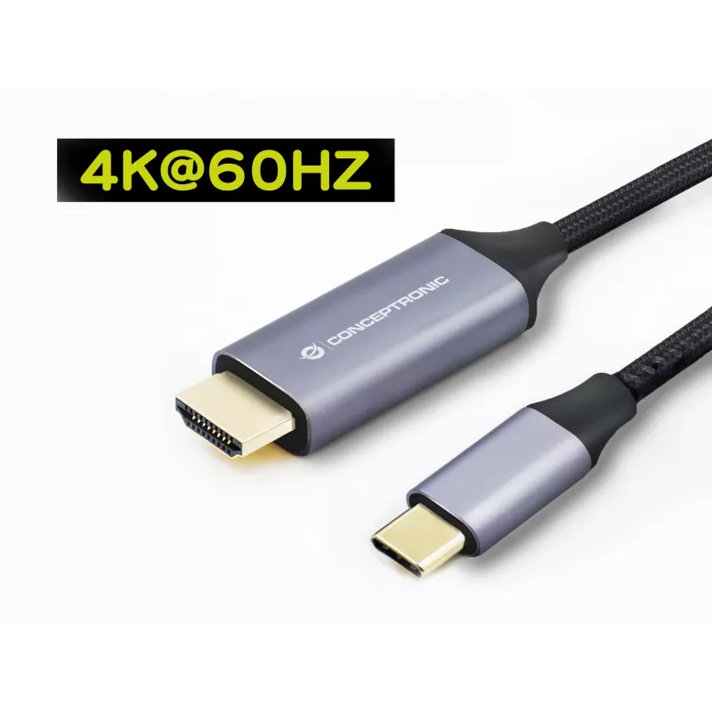 Cabo Conceptronic USB-C para HDMI, ficha macho para ficha macho, 4K 60 Hz, 2 m, USB Type-C, HDMI, ficha macho, ficha macho, reto