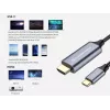 Cabo Conceptronic USB-C para HDMI, ficha macho para ficha macho, 4K 60 Hz, 2 m, USB Type-C, HDMI, ficha macho, ficha macho, reto