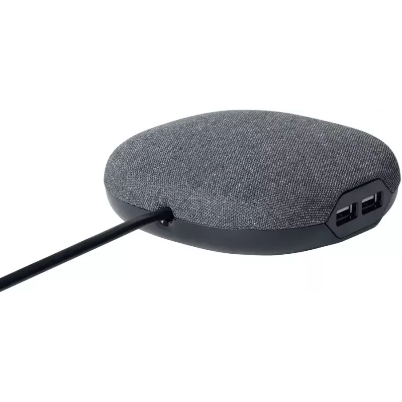 Brennenstuhl estilo estação de carregamento com superfície têxtil, 3 m, 1 tomada + 2 USB, antracite/preto