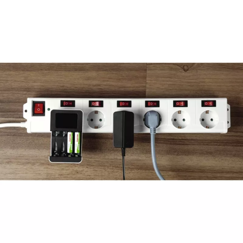 Hama 00137239 Socket Line extensão de 6 tomadas, tomadas comutáveis individualmente, branca