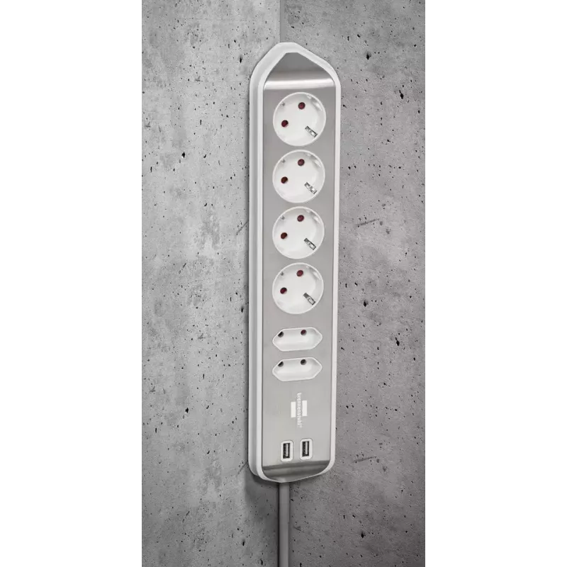 Extensão de energia Brennenstuhl 1153590620 2m 6 saídas AC interior prateado branco